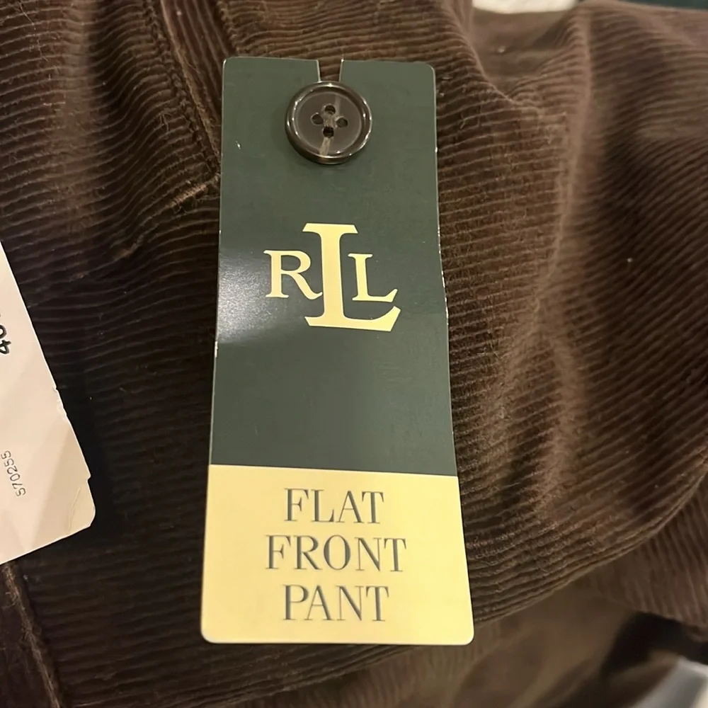 Lauren Ralph Lauren Dewhurst Flat Front Corduroy Pants Dark brown new Mens 36x32